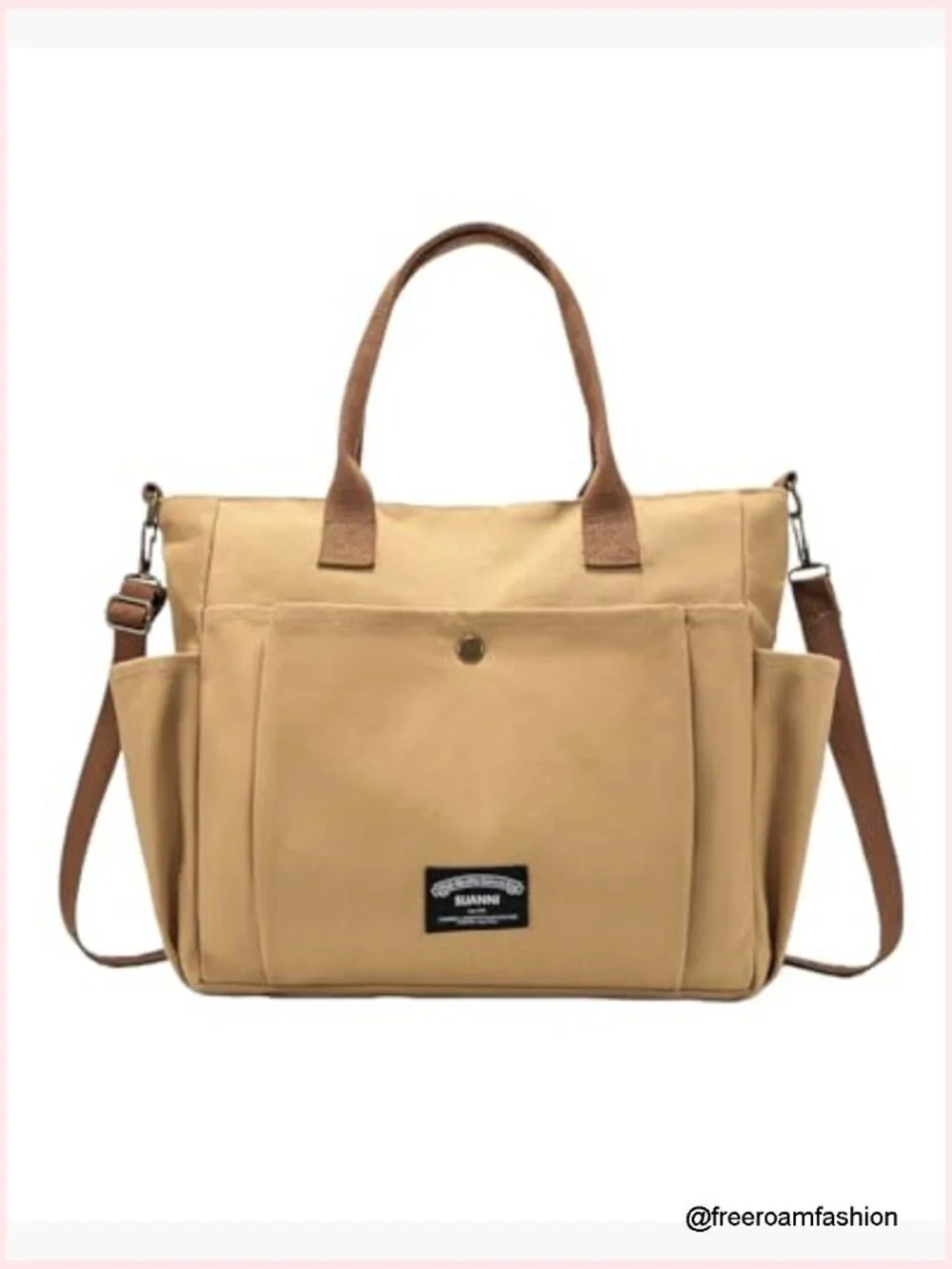 Canvas Tote Bag Crossbody with Pockets 16oz Cotton Laptop Bag